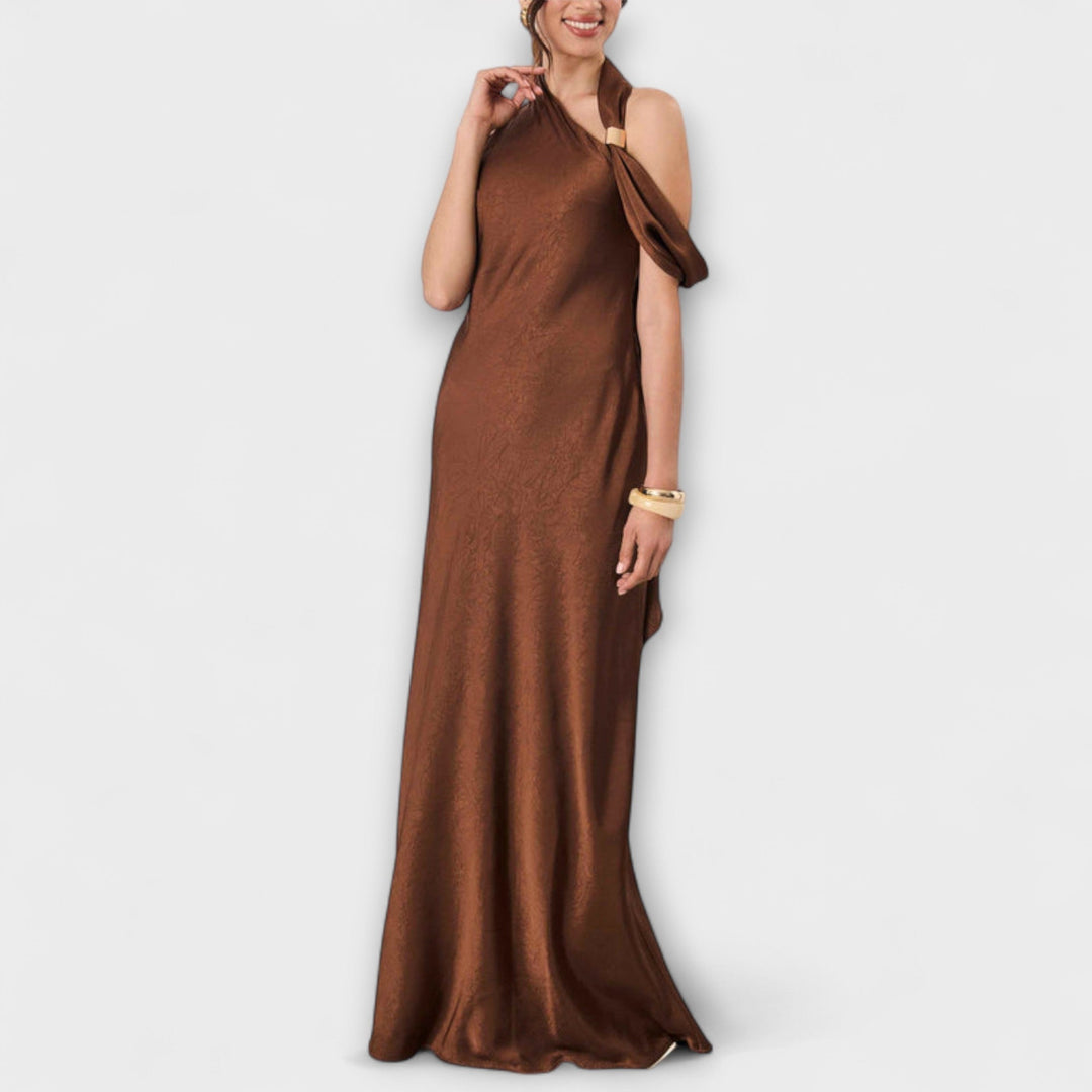 Azura - Chic Maxi Obleka v Satenu