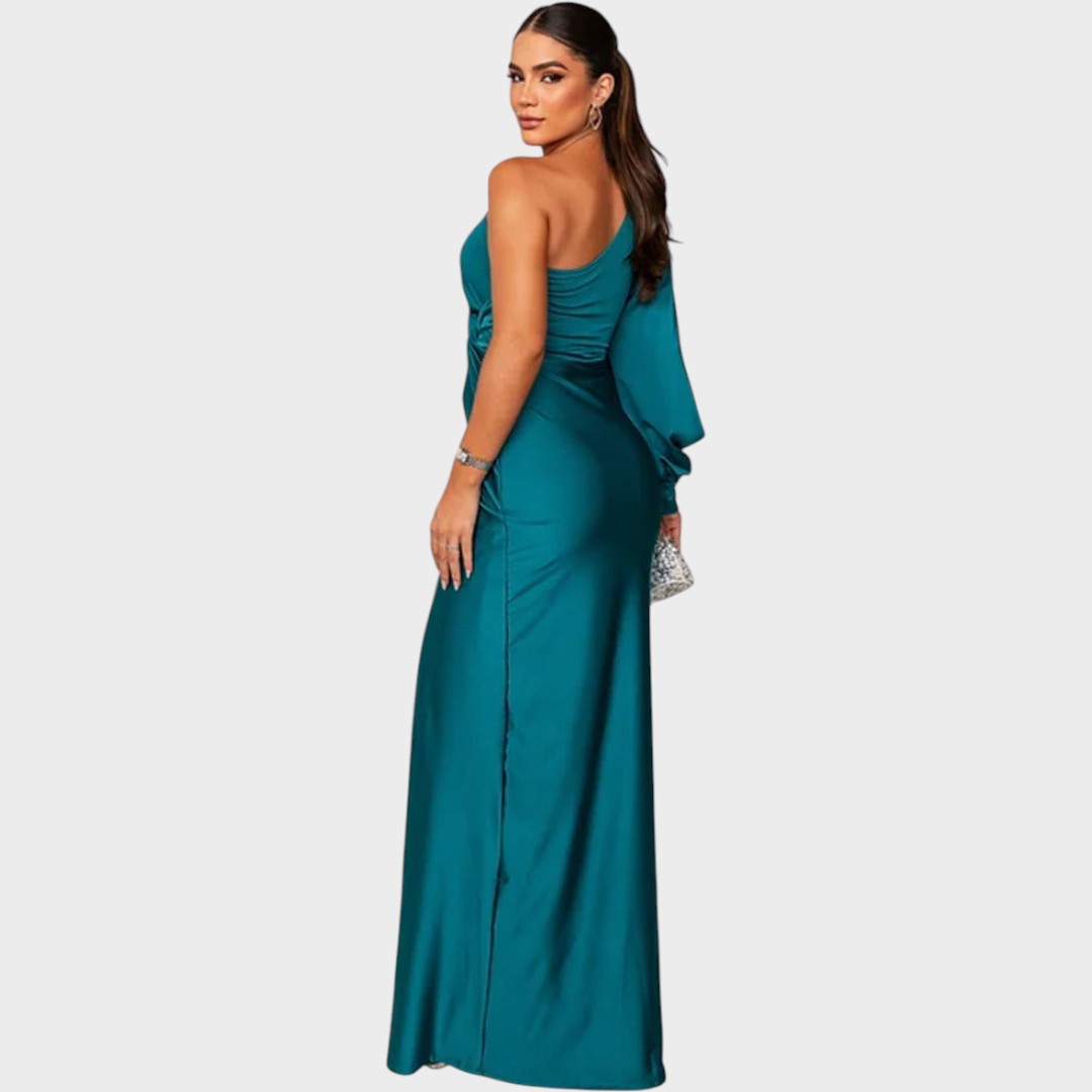Marica – Elegantna dolga obleka na eno ramo