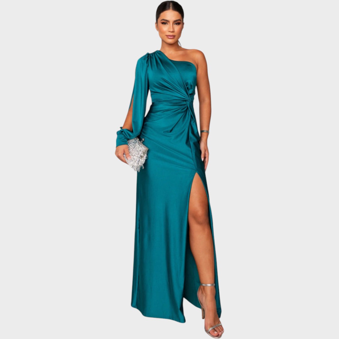 Marica – Elegantna dolga obleka na eno ramo