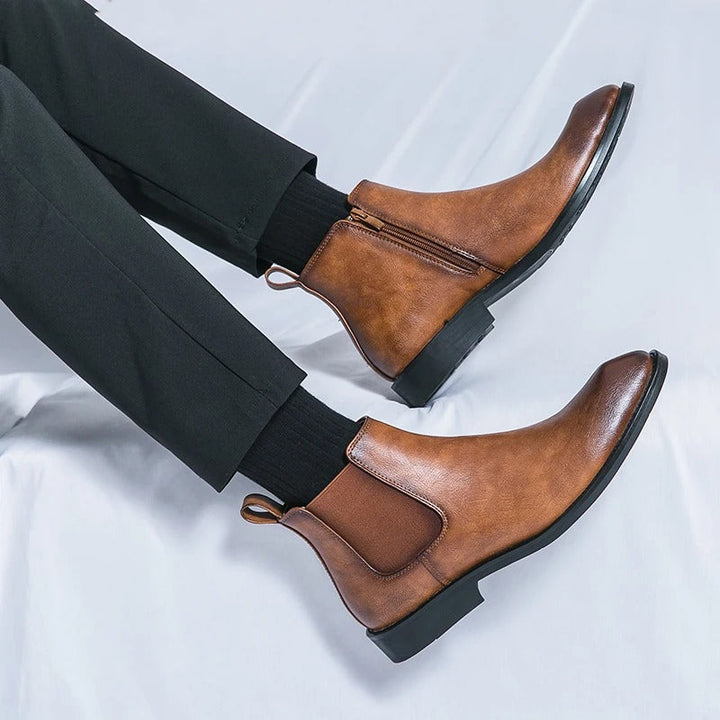 Nathan™ - Elegantne nahk Chelsea saapad tõmblukuga