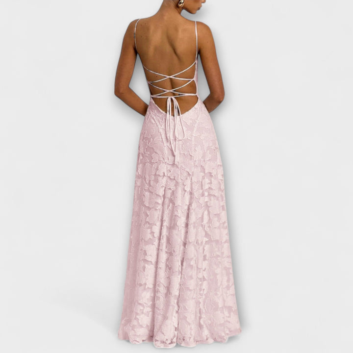 Emberly - Elegantna maxi obleka iz žakardne tkanine