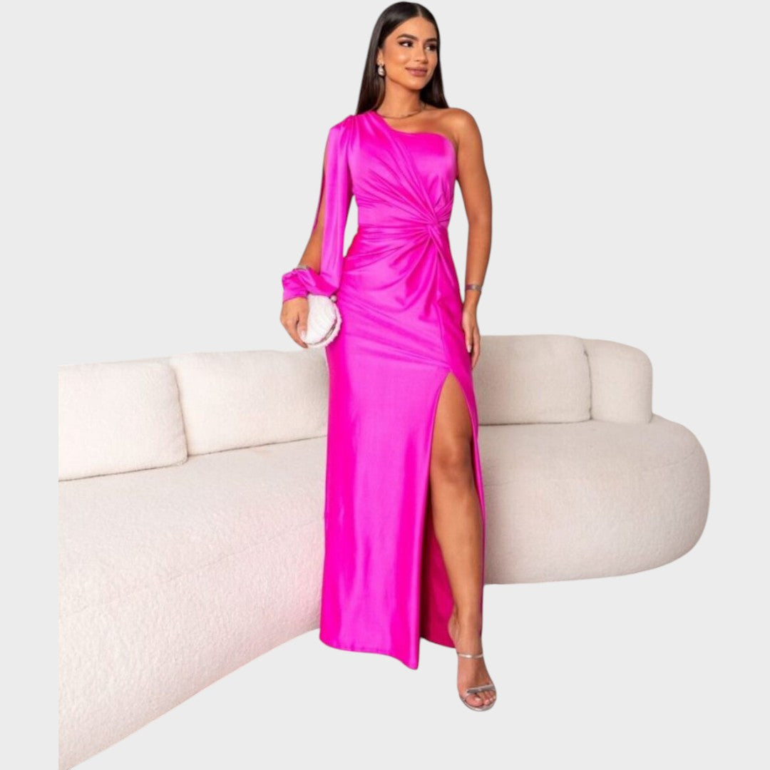 Marica – Elegantna dolga obleka na eno ramo