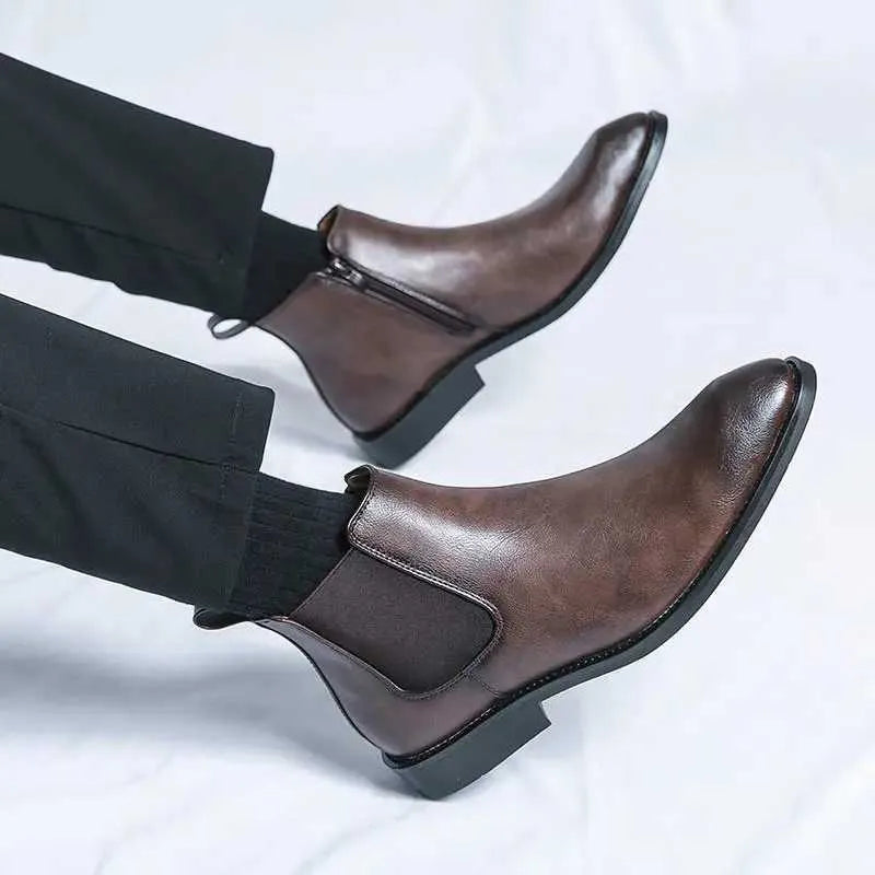 Nathan™ - Elegantne nahk Chelsea saapad tõmblukuga