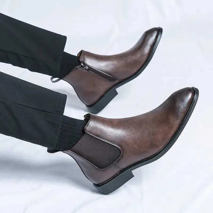 Nathan™ - Elegantne nahk Chelsea saapad tõmblukuga