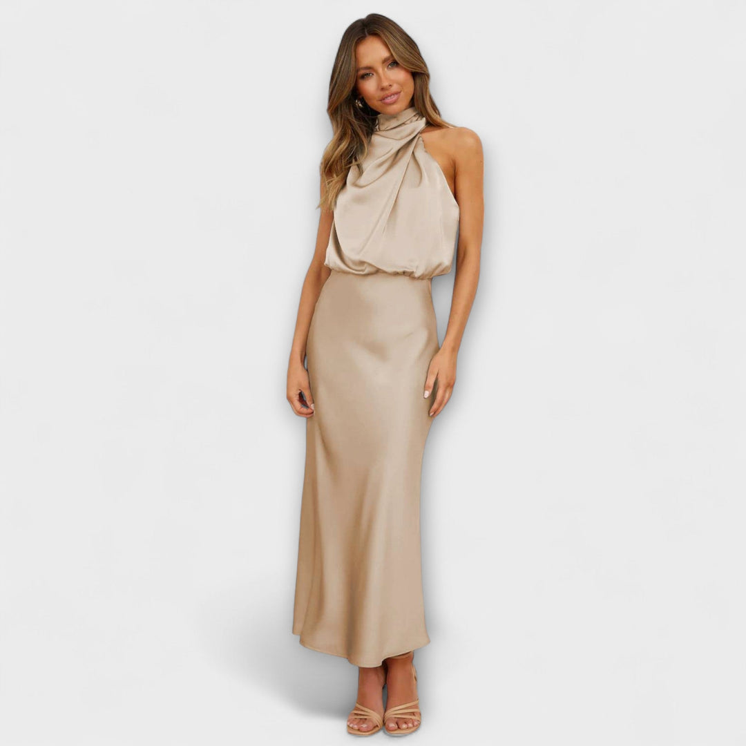 Julija - Maksi Obleka s Halter Izrezom