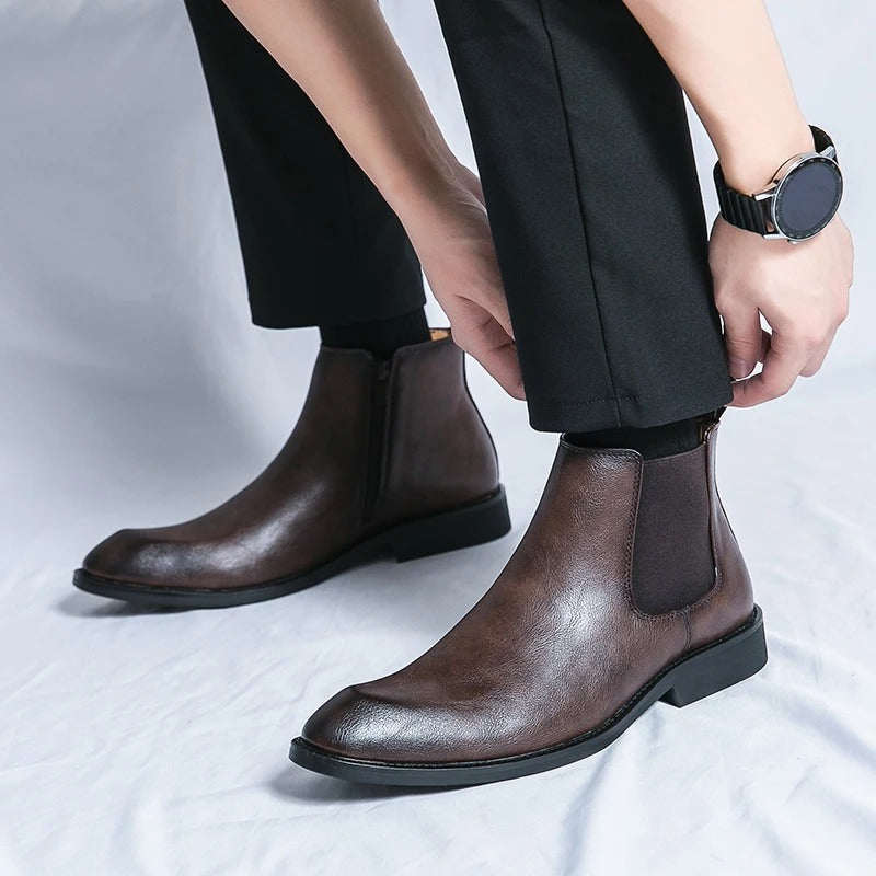 Nathan™ - Elegantne nahk Chelsea saapad tõmblukuga