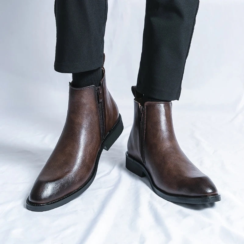 Nathan™ - Elegantne nahk Chelsea saapad tõmblukuga