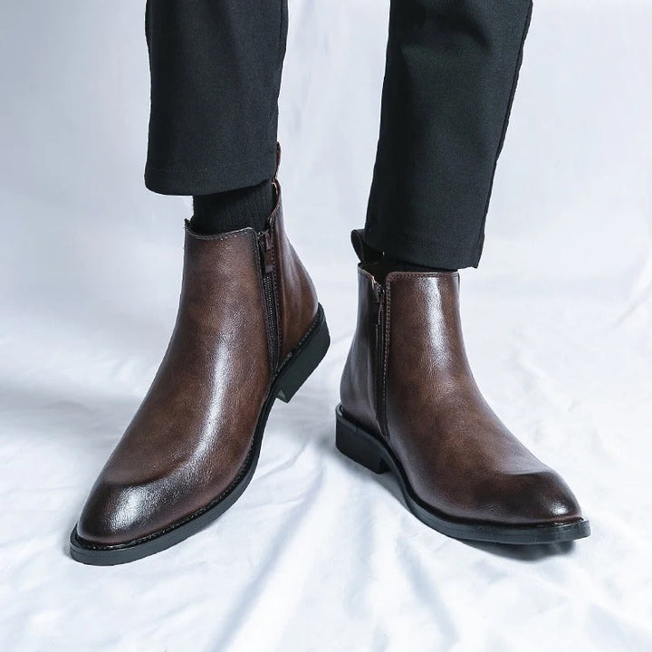 Nathan™ - Elegantne nahk Chelsea saapad tõmblukuga