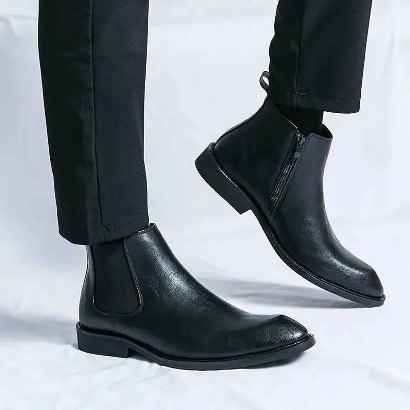 Nathan™ - Elegantne nahk Chelsea saapad tõmblukuga