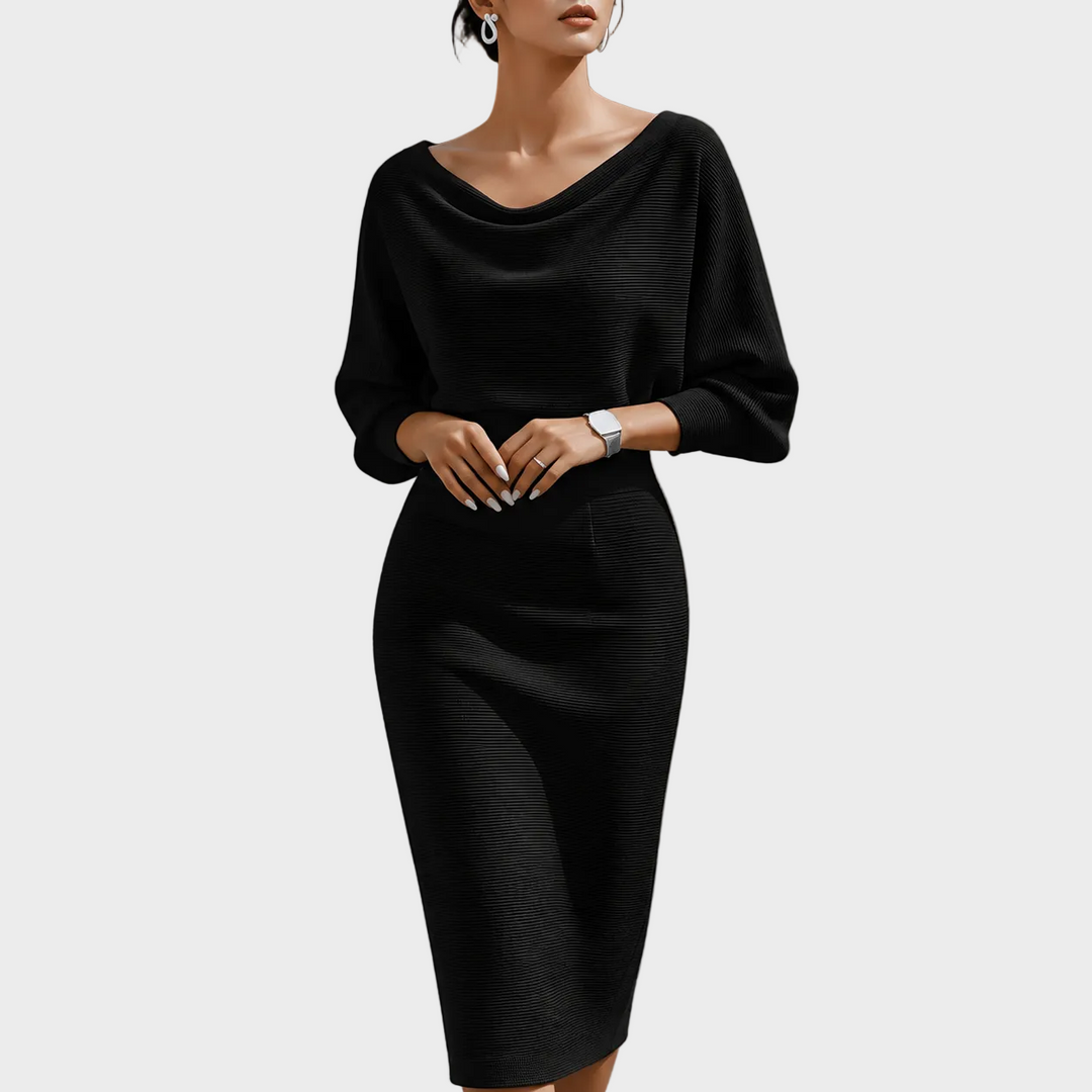 Elena – Elegantna Pletena Midi Obleka