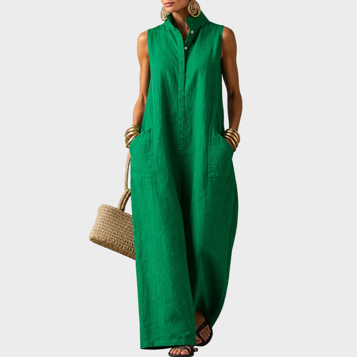 Sofia – Elegantna Lanena Maxi Obleka