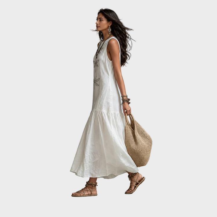 Lara – Elegantna Lanena Obleka