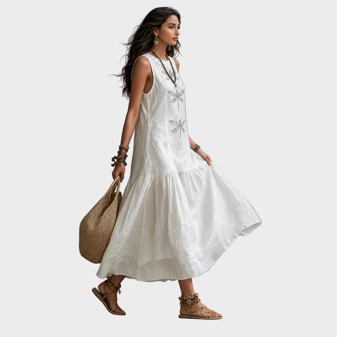 Lara – Elegantna Lanena Obleka