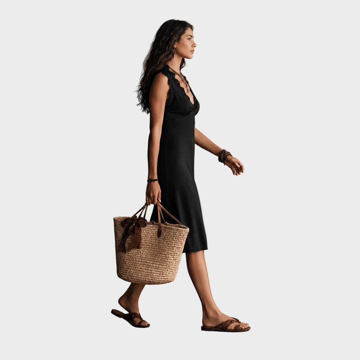 Eva – Elegantna Črna Midi Obleka
