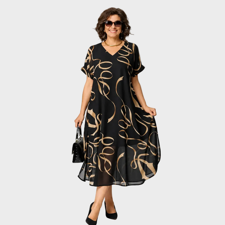 Elena – Elegantna Obleka Z Modernim Vzorcem