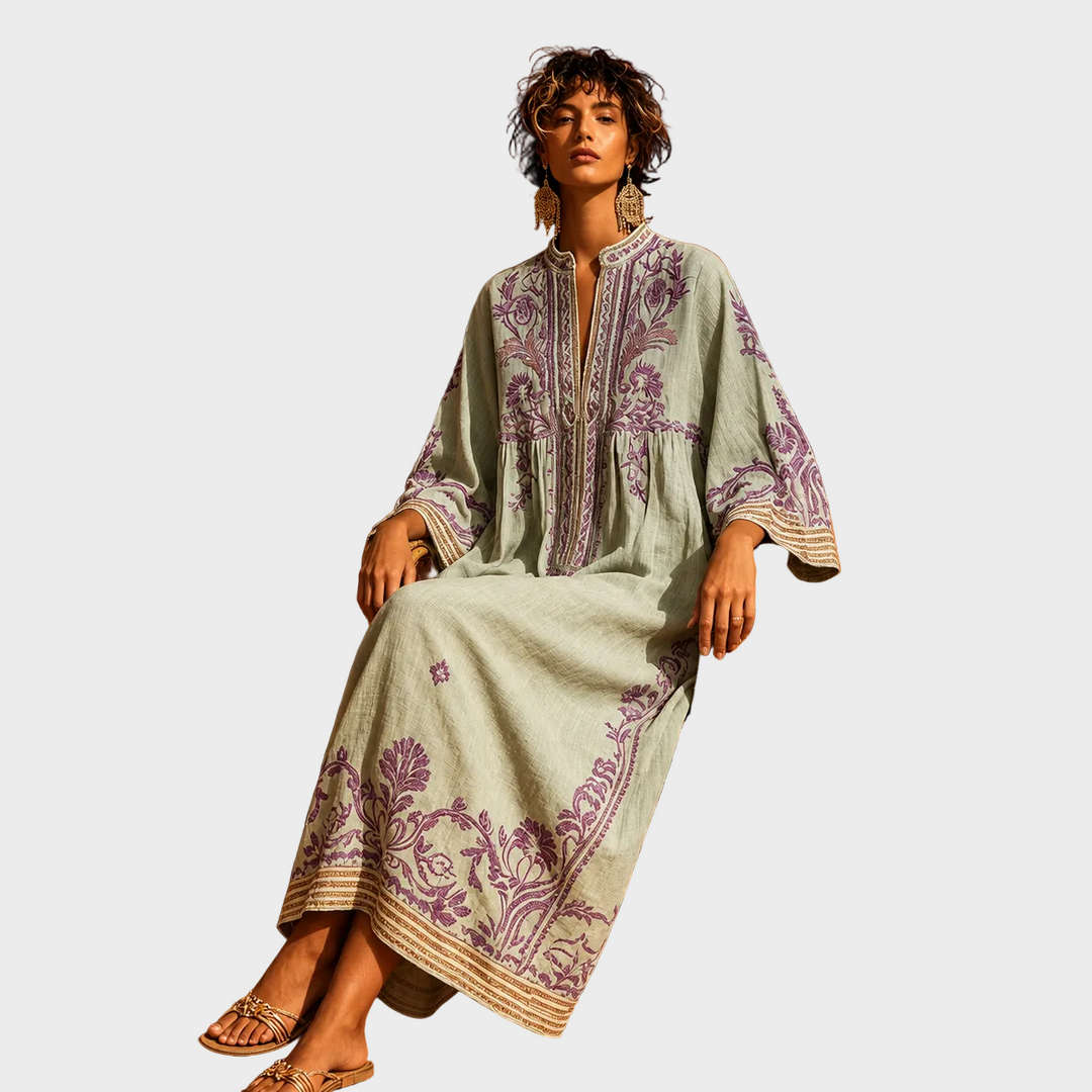 Alina – Boho Lanena Obleka