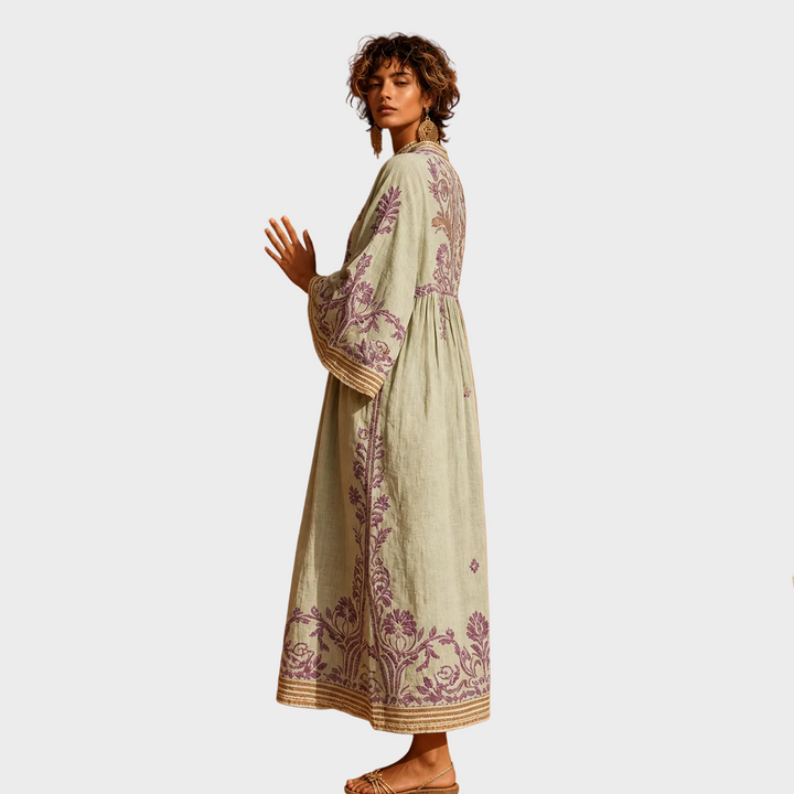 Alina – Boho Lanena Obleka