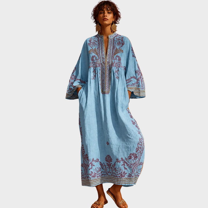Alina – Boho Lanena Obleka