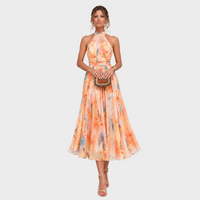 Lara – Elegantna Cvetlična Midi Obleka