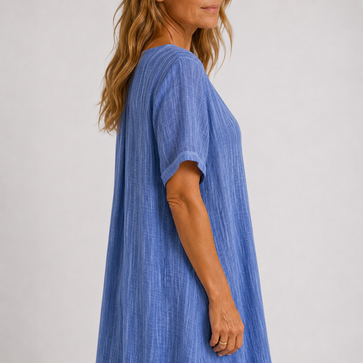 Alina – Zračna Lanena Maxi Obleka