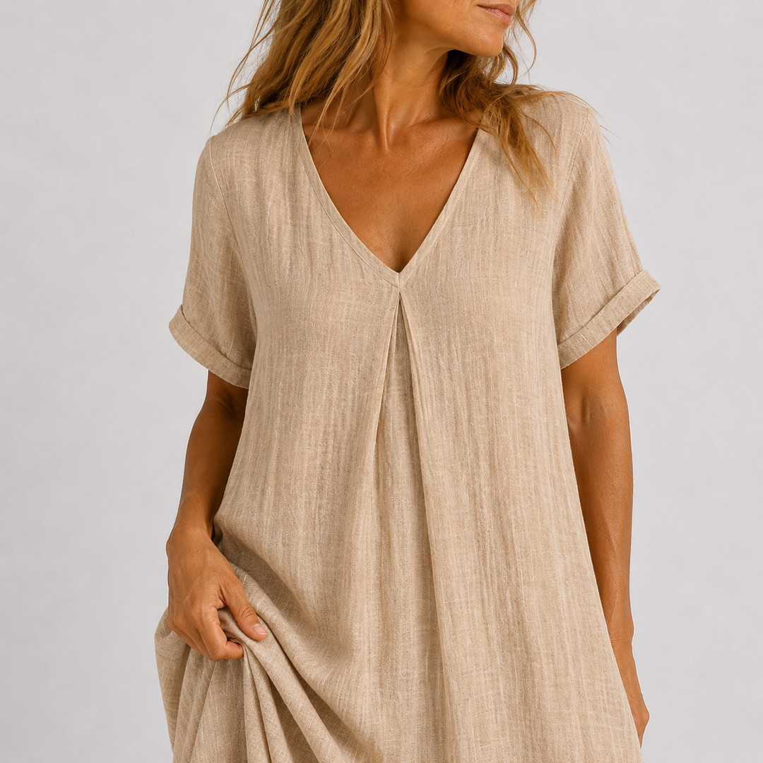 Alina – Zračna Lanena Maxi Obleka