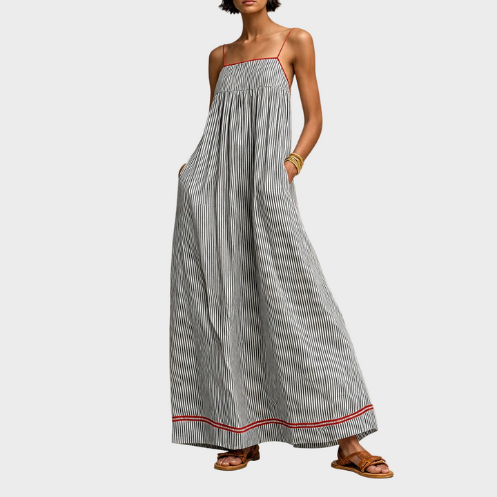 Tina – Črtasta Maxi Obleka