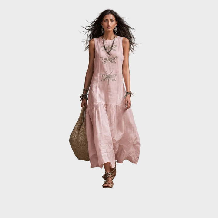 Lara – Elegantna Lanena Obleka