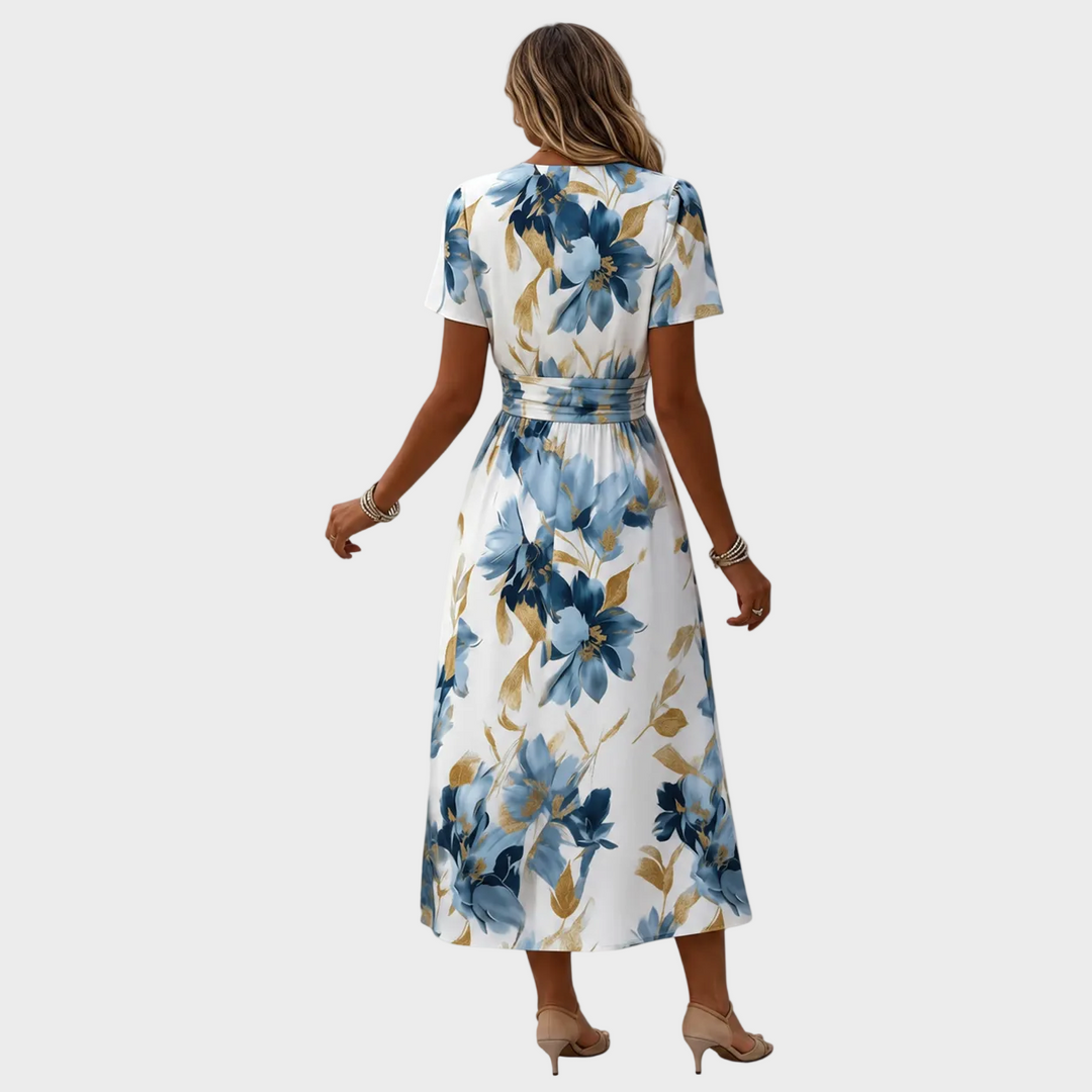 Nika – Elegantna Cvetlična Midi Obleka
