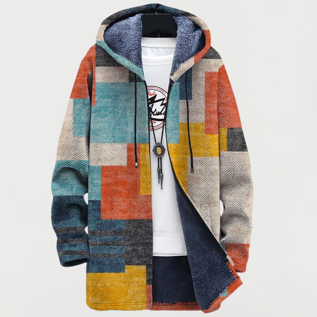 Jaket z geometrijskimi barvnimi bloki