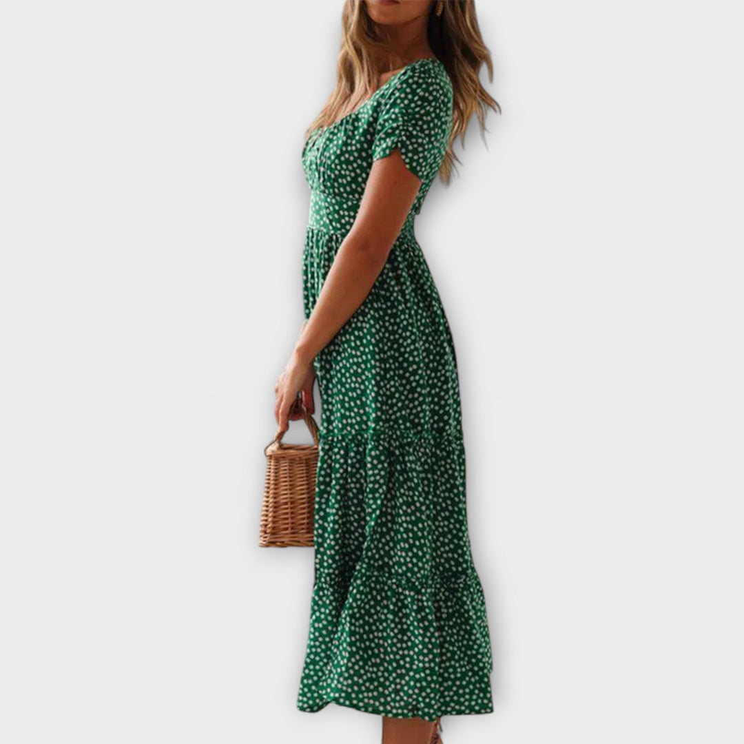 Zarja - Vintage Obleka s Puf Rokavi