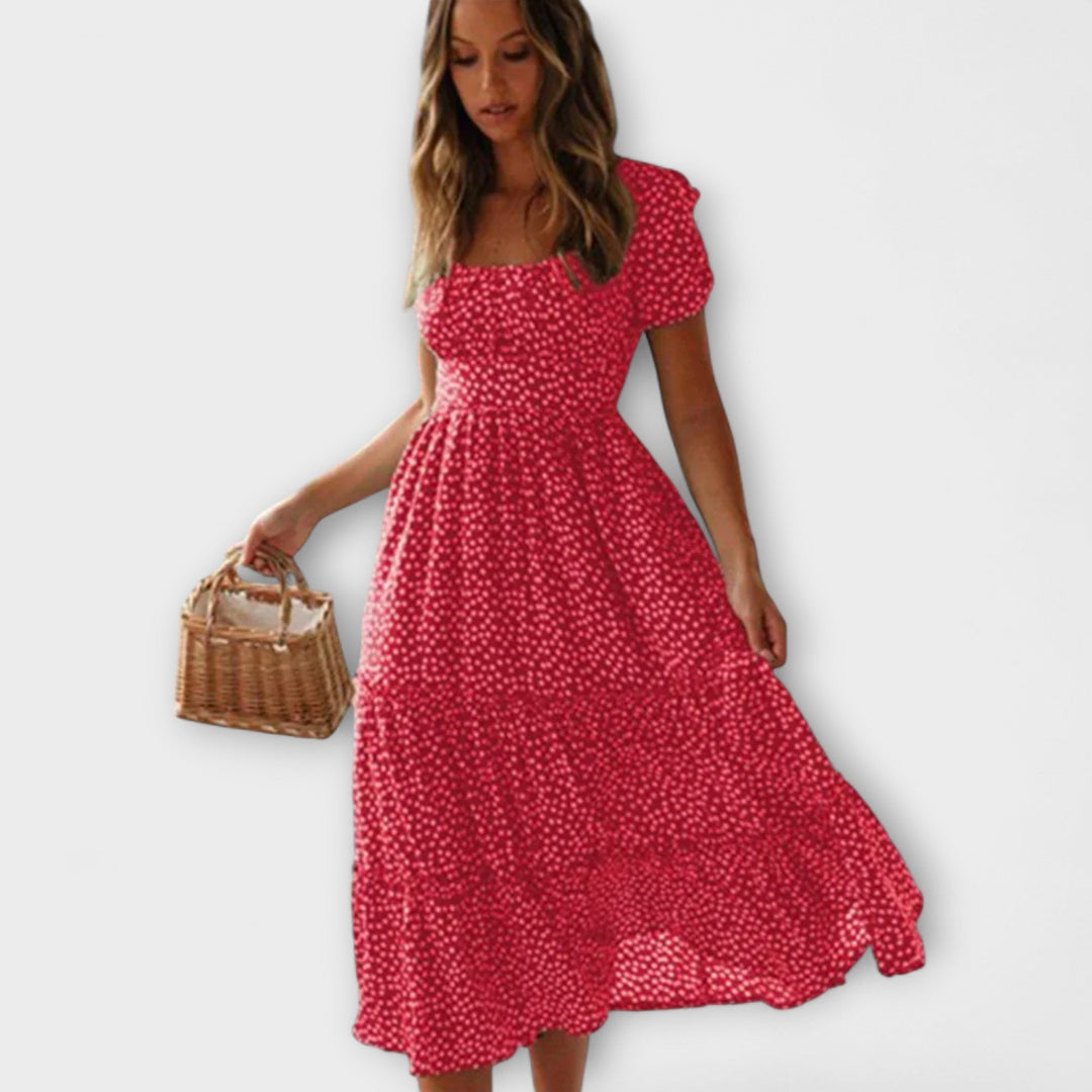 Zarja - Vintage Obleka s Puf Rokavi