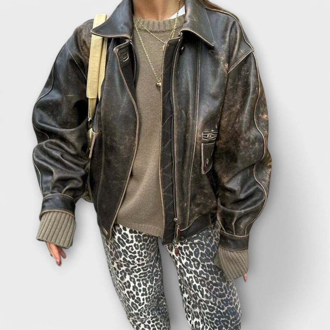 Chandra - Vintage jeans z leopardjim vzorom