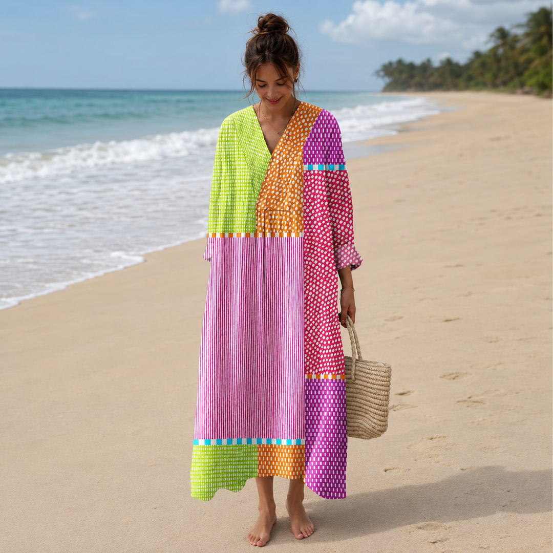 Brina – Barvita Patchwork Poletna Obleka