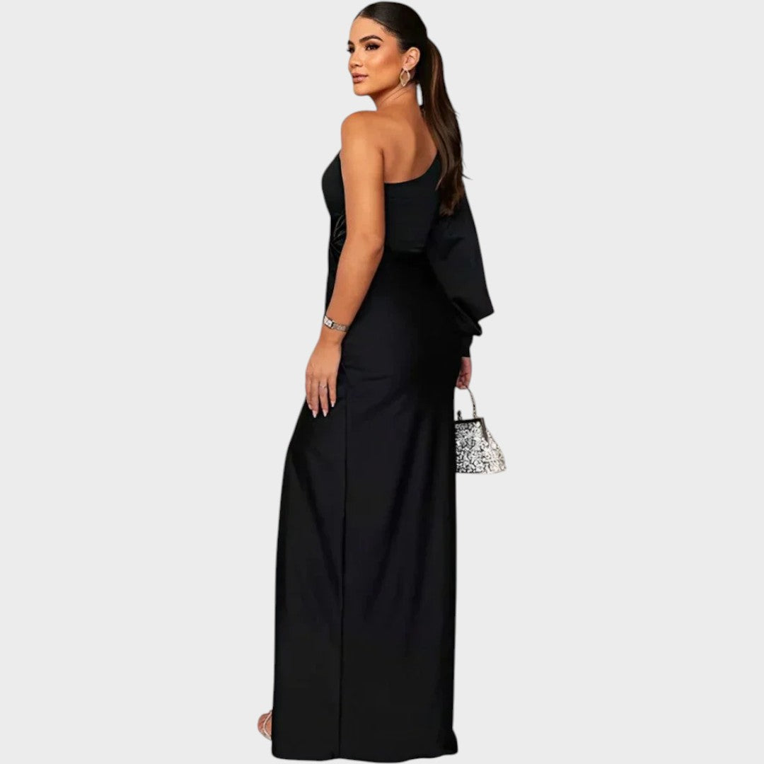 Marica – Elegantna dolga obleka na eno ramo