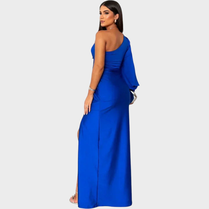 Marica – Elegantna dolga obleka na eno ramo