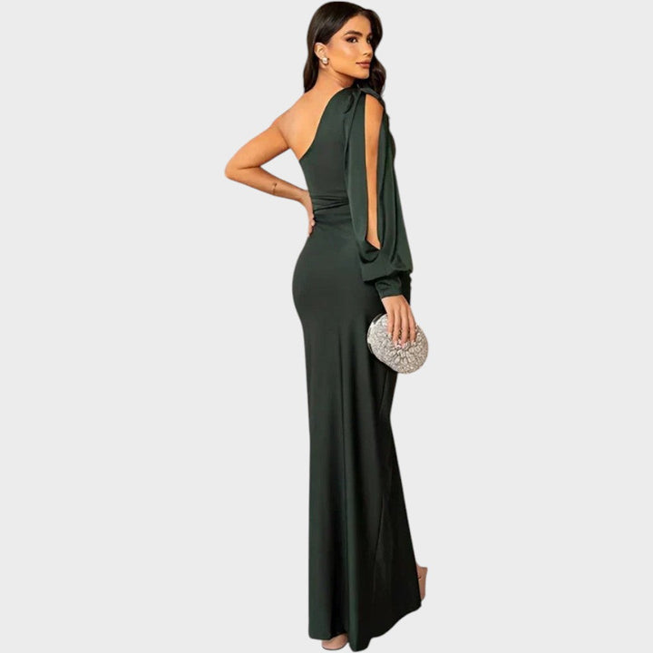 Marica – Elegantna dolga obleka na eno ramo