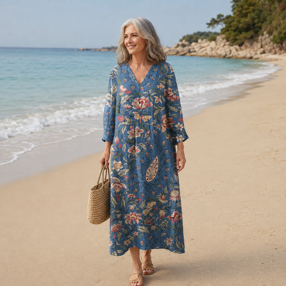 dragica-modra-paisley-midi-obleka