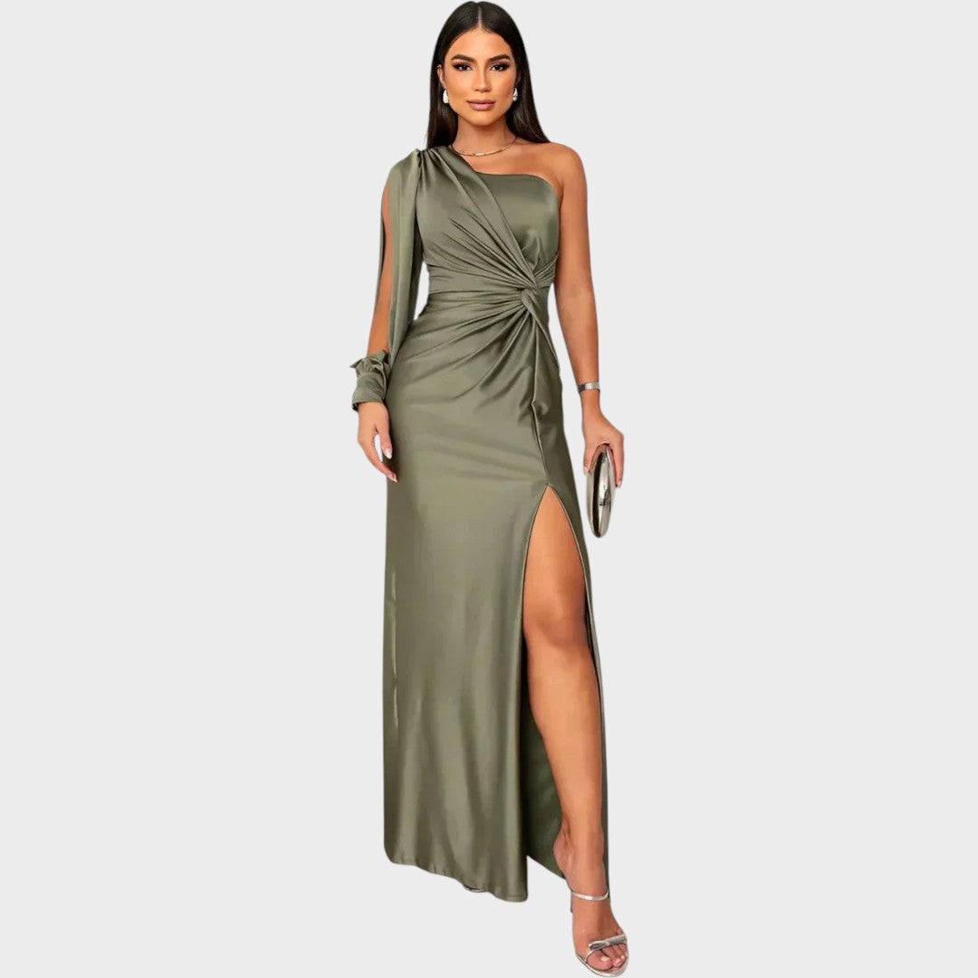 Marica – Elegantna dolga obleka na eno ramo