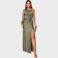 Marica – Elegantna dolga obleka na eno ramo