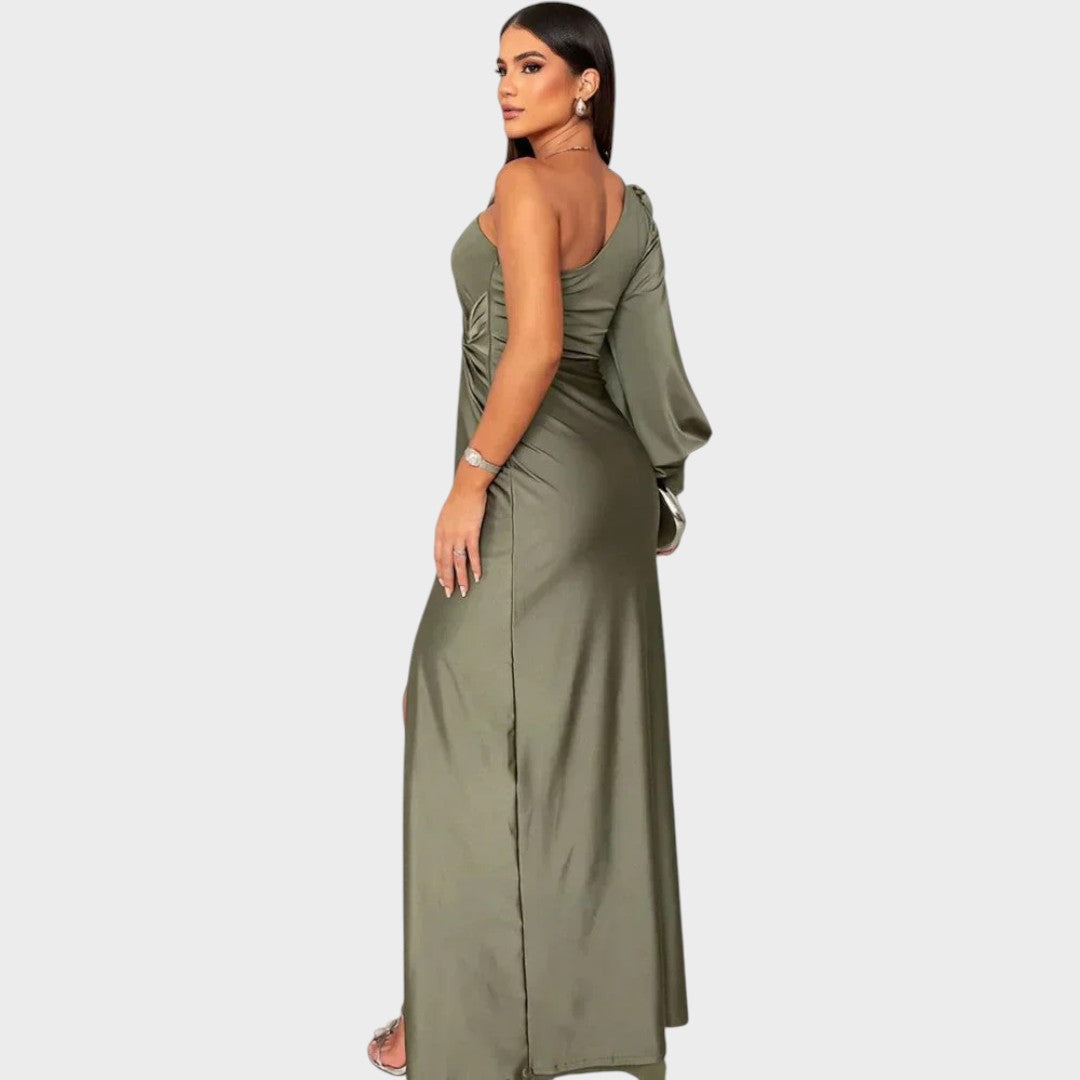 Marica – Elegantna dolga obleka na eno ramo