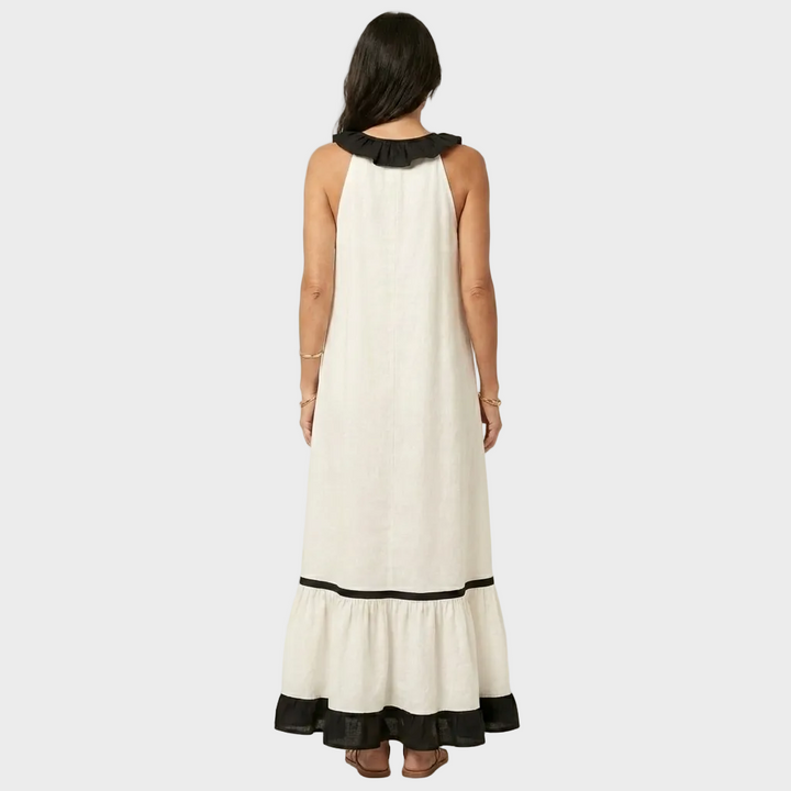 Amelia – Elegantna Lanena Dolga Obleka