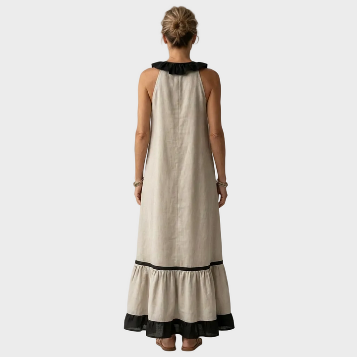 Amelia – Elegantna Lanena Dolga Obleka