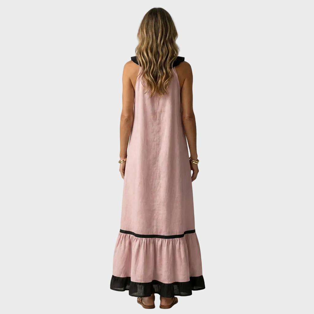 Amelia – Elegantna Lanena Dolga Obleka