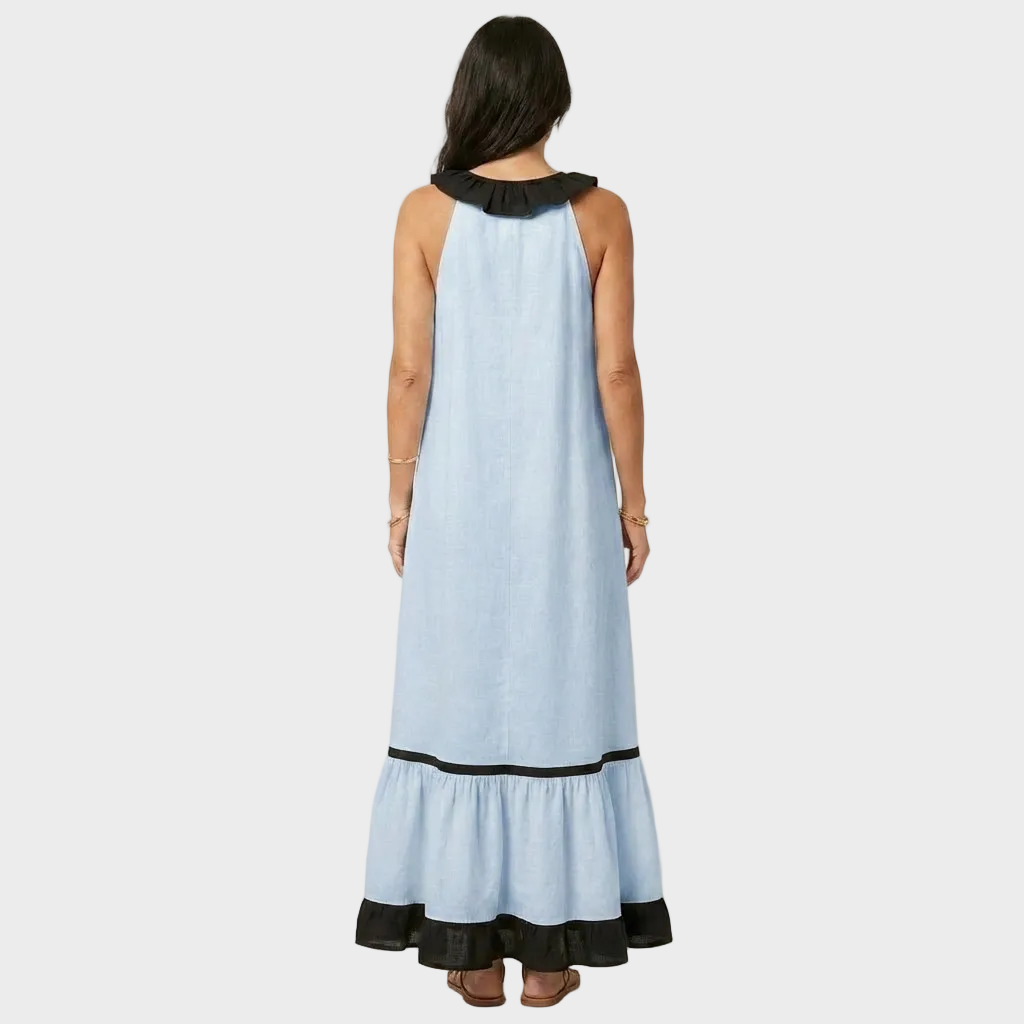 Amelia – Elegantna Lanena Dolga Obleka