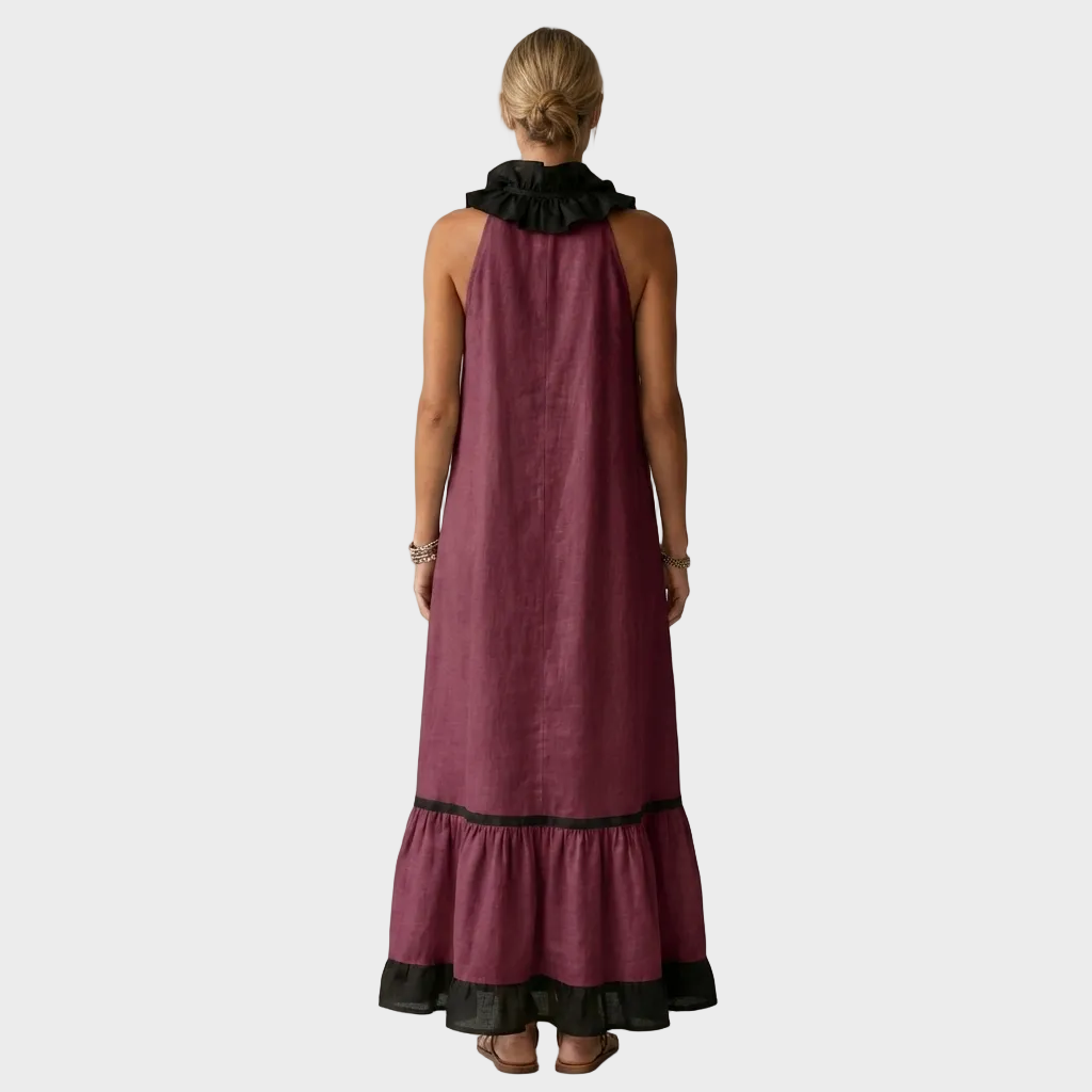 Amelia – Elegantna Lanena Dolga Obleka