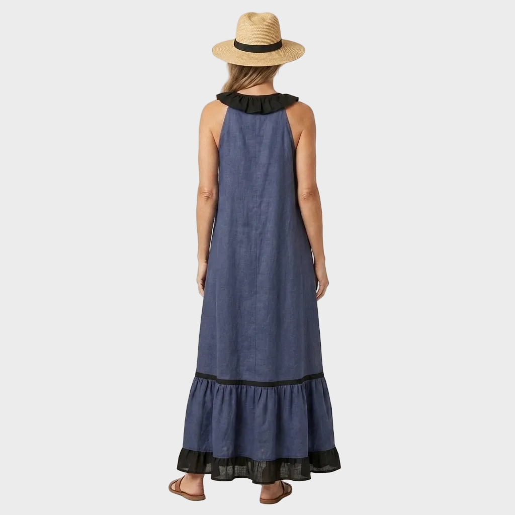 Amelia – Elegantna Lanena Dolga Obleka