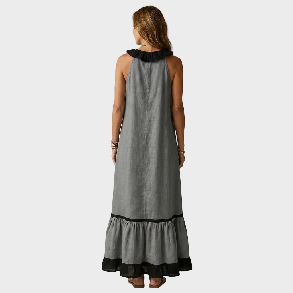 Amelia – Elegantna Lanena Dolga Obleka