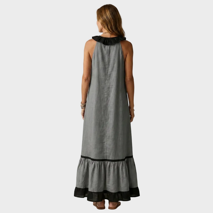 Amelia – Elegantna Lanena Dolga Obleka