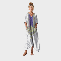 Lara – Večbarvna Vezena Boho Midi Obleka Z Žepi