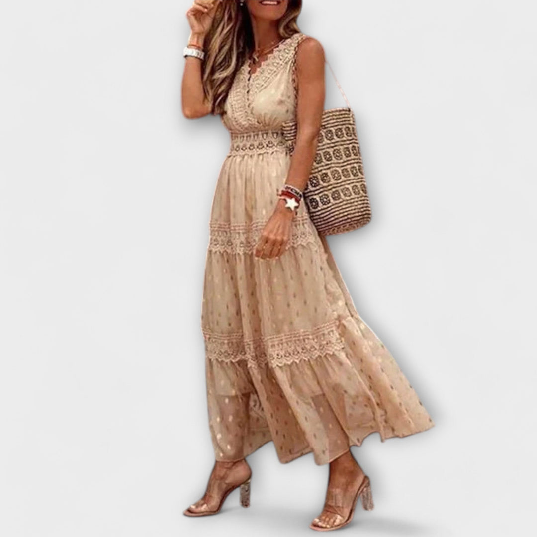 Lola - Maxi obleka z boho čipko